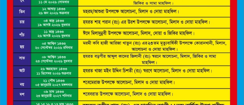 ১৪৩৩ বাংলা সনে বিভিন্ন অনুষ্ঠানের তালিকা